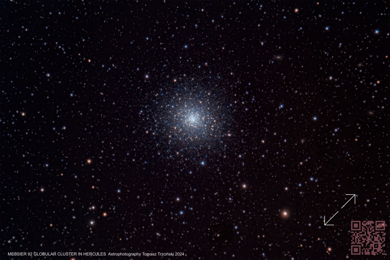 Messier 92 Globular Cluster in Hercules - Gromada kulista M92 w Herkulesie