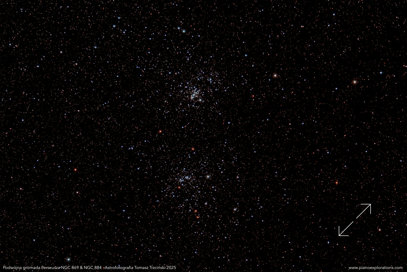 Podwójna gromada Perseusza NGC 869 i NGC 884, The Double Cluster in Perseus