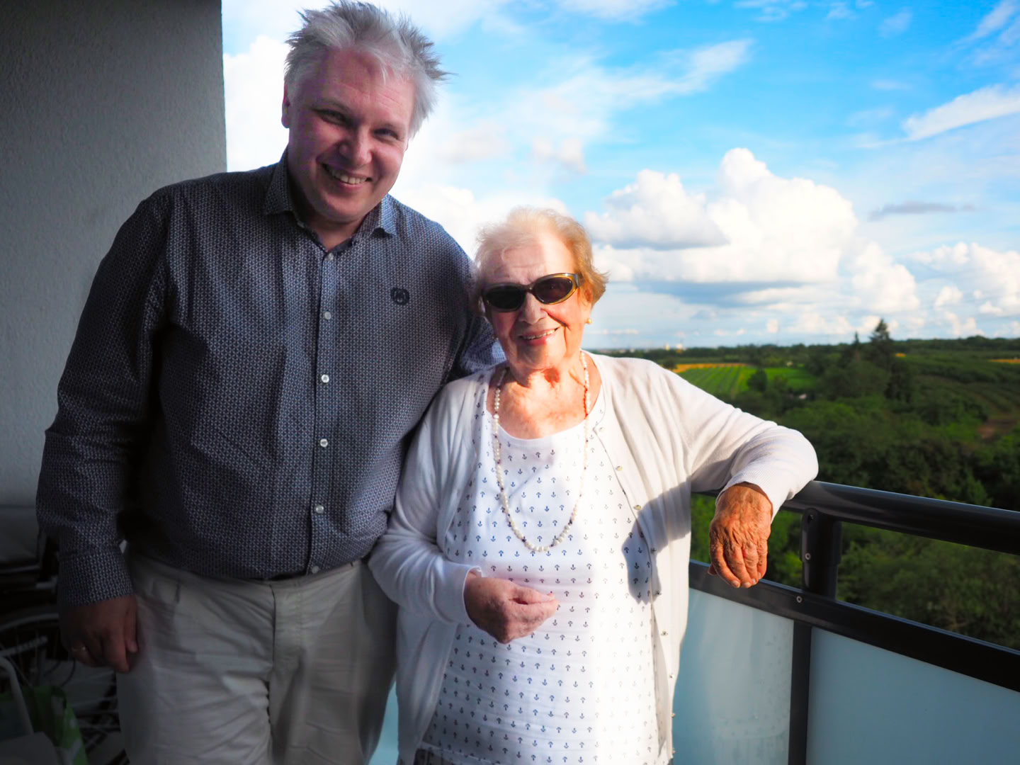 Prof. Lidia Grychtołówna i Tomasz Trzciński, Moguncja, sierpień 2021