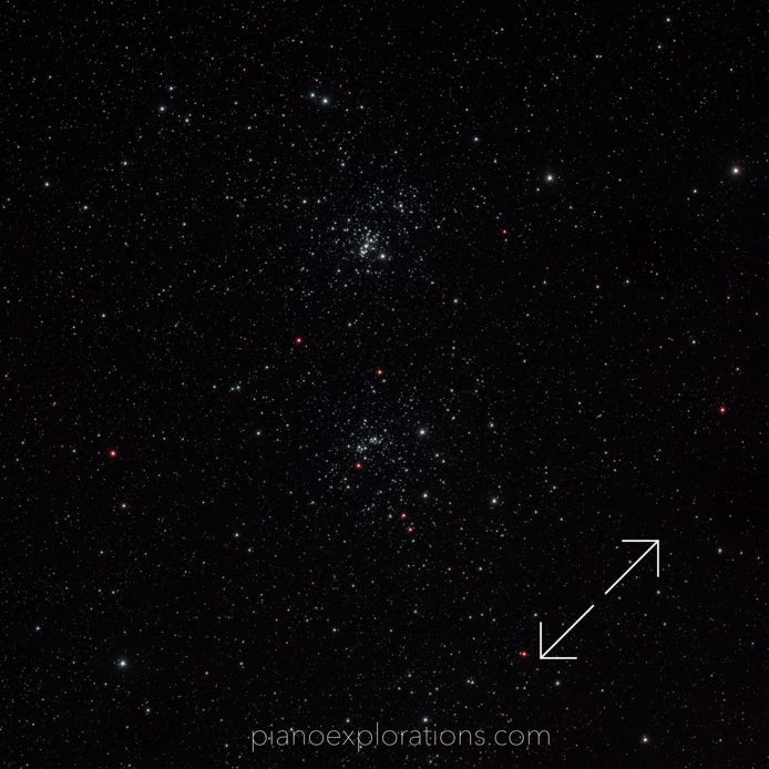 Podwójna gromada Perseusza NGC 869 i NGC 884, The Double Cluster in Perseus