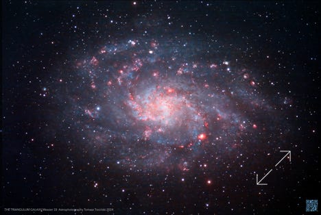 Triangulum Galaxy - Messier 33, Galaktyka Trójkąta, Dreiecksgalaxie, Triangulumgalaxie, M 33, NGC 598, UGC 1117, PGC 5818, CGCG 502-110, MCG +05-04-069 • IRAS 01310+3024, 2MASX J01335090+3039357, GC 352, H V 17, h 131, Rein in Taufers, Riva di Tures, Alto Adige, Südtirol