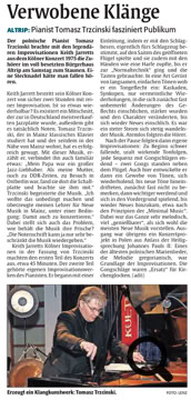 Verwobebe Klänge - Tomasz Trzciński fasziniert Publikum Around THE KÖLN CONCERT im Bürgerhaus Alta Ripa, Altrip