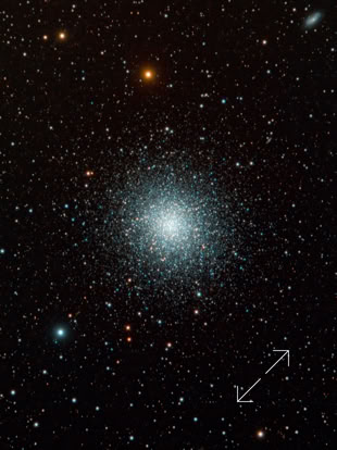 Messier 13 or M13 (also designated NGC 6205 and sometimes called the Great Globular Cluster in Hercules, the Hercules Globular Cluster, or the Great Hercules Cluster), is a globular cluster of several hundred thousand stars in the constellation of Hercules.