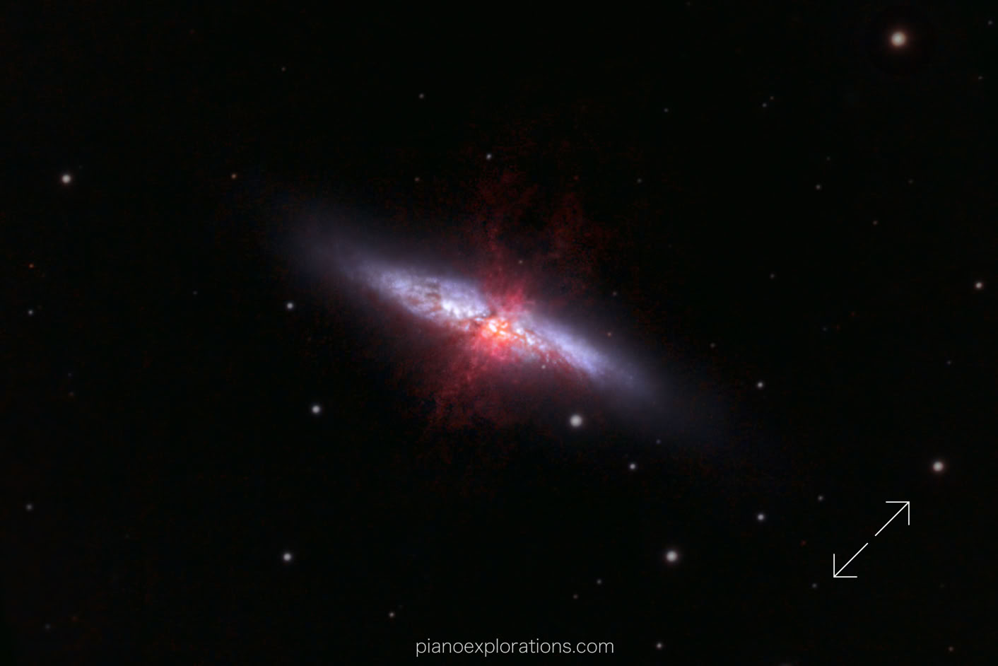 Messier 82 - Cigar Galaxy, Galaktyka Cygaro, Zigarrengalaxie,  NGC 3034, 